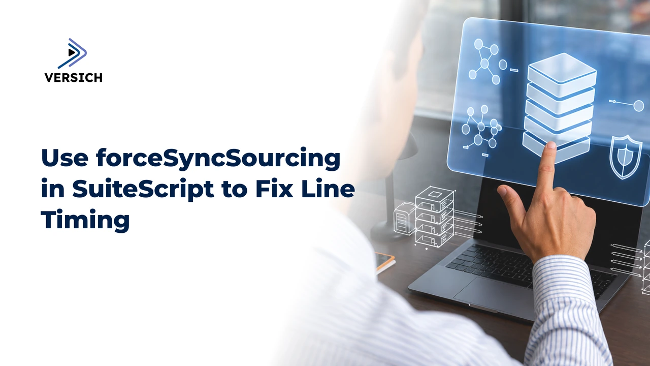 use forcesyncsourcing in suitescript to fix line timing